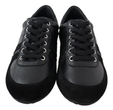 Black Logo Leather Casual Sneakers Shoes Dolce & Gabbana