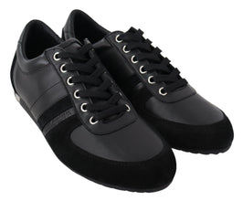 Black Logo Leather Casual Sneakers Shoes Dolce & Gabbana