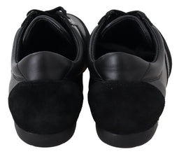 Black Logo Leather Casual Sneakers Shoes Dolce & Gabbana
