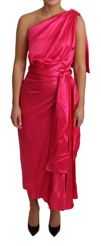 Dress Pink Fitted Cut One Shoulder Midi Dress Dolce & Gabbana