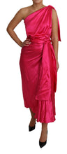 Dress Pink Fitted Cut One Shoulder Midi Dress Dolce & Gabbana