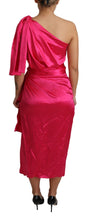 Dress Pink Fitted Cut One Shoulder Midi Dress Dolce & Gabbana