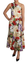 Print Silk Stretch One Shoulder Dress Floral Dolce & Gabbana