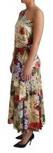 Print Silk Stretch One Shoulder Dress Floral Dolce & Gabbana