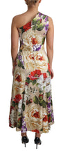 Print Silk Stretch One Shoulder Dress Floral Dolce & Gabbana