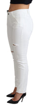 White Tattered Skinny Denim Cotton Stretch Jeans Dolce & Gabbana