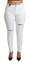 White Tattered Skinny Denim Cotton Stretch Jeans Dolce & Gabbana