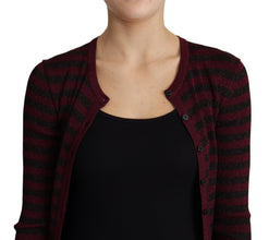 Black Red Striped Viscose Cardigan Sweater Dolce & Gabbana