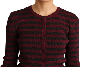 Black Red Striped Viscose Cardigan Sweater Dolce & Gabbana
