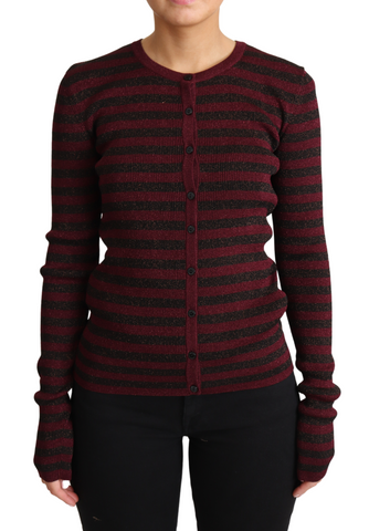 Black Red Striped Viscose Cardigan Sweater Dolce & Gabbana