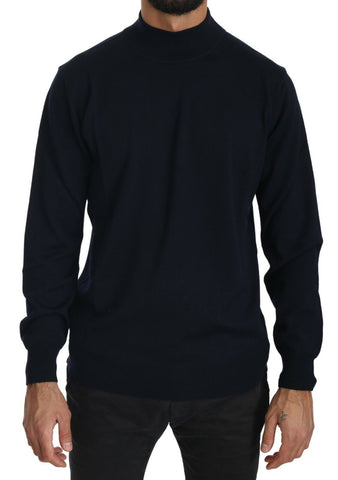 Dark Blue Crewneck Pullover 100% Wool Sweater MILA SCHÖN