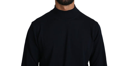 Dark Blue Crewneck Pullover 100% Wool Sweater MILA SCHÖN
