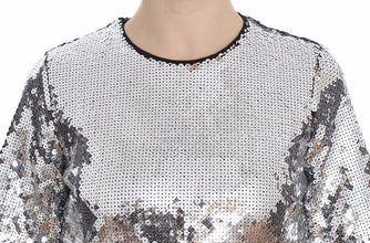 Silver Sequined Crewneck Blouse T-shirt Top Dolce & Gabbana