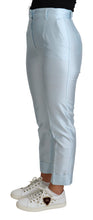 Light Blue Silk Cropped Tapered Trouser Pants Dolce & Gabbana