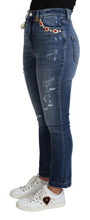 Blue Embellished Skinny Trouser Cotton Jeans Dolce & Gabbana