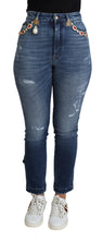 Blue Embellished Skinny Trouser Cotton Jeans Dolce & Gabbana