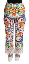 Multicolor Majolica Print Trouser  Cotton Pants Dolce & Gabbana