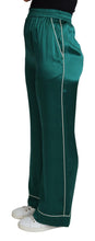 Green High Waist Pajama Trouser Silk Pant Dolce & Gabbana