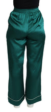Green High Waist Pajama Trouser Silk Pant Dolce & Gabbana