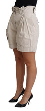Beige Cotton Pleated High Waist Casual Shorts Dolce & Gabbana