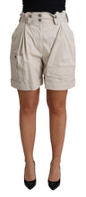 Beige Cotton Pleated High Waist Casual Shorts Dolce & Gabbana