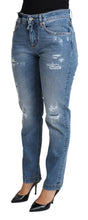 Blue Tattered Skinny Denim Cotton Blend Jeans Dolce & Gabbana