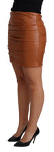 Brown Lambskin High Waist Mini Pleated Skirt Dolce & Gabbana