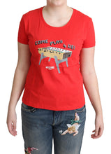Red Cotton Come Play 4 Us Print Tops Blouse T-shirt Moschino