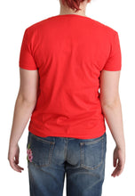 Red Printed Cotton Short Sleeves Tops Blouse T-shirt Moschino
