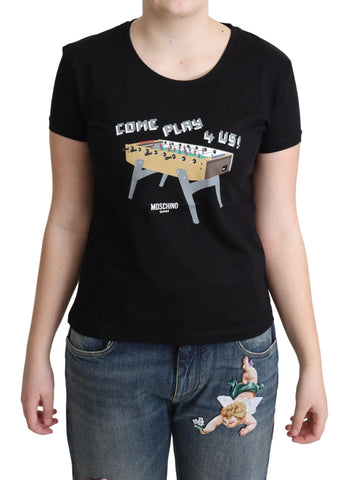 Black Cotton Come Play 4 Us Print Tops T-shirt Moschino