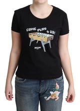 Black Cotton Come Play 4 Us Print Tops T-shirt Moschino