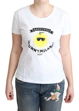 White Cotton Sunny Milano Print T-shirt Moschino