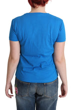 Blue Cotton Sunny Milano Print Tops T-shirt Moschino