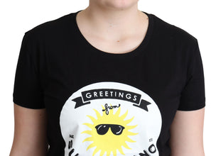 Black Cotton Sunny Milano Print T-shirt Moschino