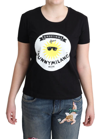 Black Cotton Sunny Milano Print T-shirt Moschino