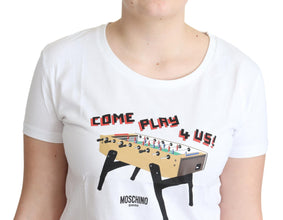 White Cotton Come Play 4 Us Print Tops T-shirt Moschino