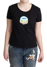 Black Printed Cotton Short Sleeves T-shirt Moschino