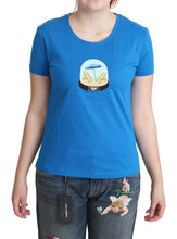 Blue Printed Cotton Short Sleeves Tops T-shirt Moschino