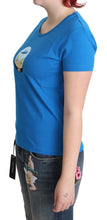 Blue Printed Cotton Short Sleeves Tops T-shirt Moschino