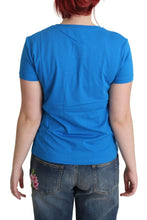 Blue Printed Cotton Short Sleeves Tops T-shirt Moschino