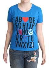 Blue Cotton Alphabet Letter Print Tops Moschino