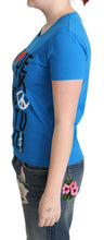 Blue Cotton Alphabet Letter Print Tops Moschino
