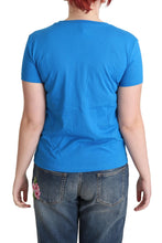 Blue Cotton Alphabet Letter Print Tops Moschino