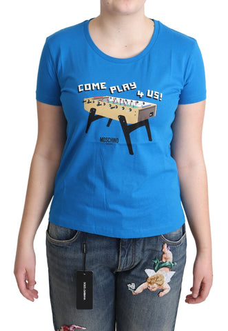 Blue Cotton Come Play 4 Us Print T-shirt Moschino