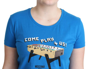 Blue Cotton Come Play 4 Us Print T-shirt Moschino