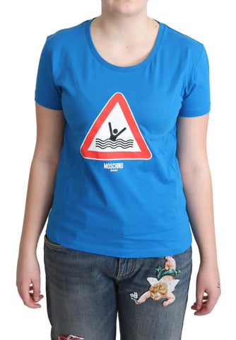 Blue Cotton Swim Graphic Triangle T-shirt Moschino