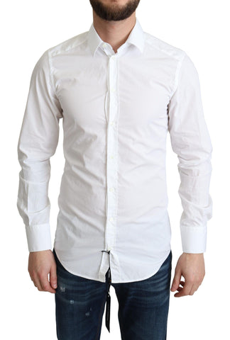 White Cotton Long Sleeves Men Formal Shirt Dolce & Gabbana