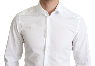 White Cotton Long Sleeves Men Formal Shirt Dolce & Gabbana