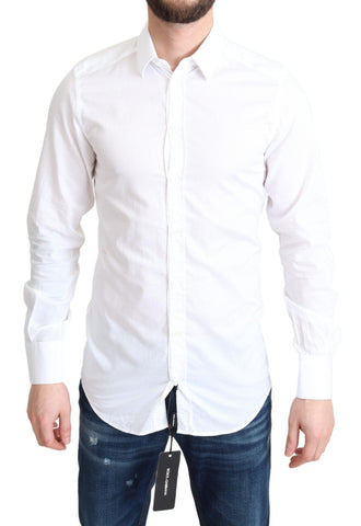 White Cotton Long Sleeves Formal Shirt Dolce & Gabbana