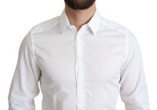 White Cotton Long Sleeves Formal Shirt Dolce & Gabbana